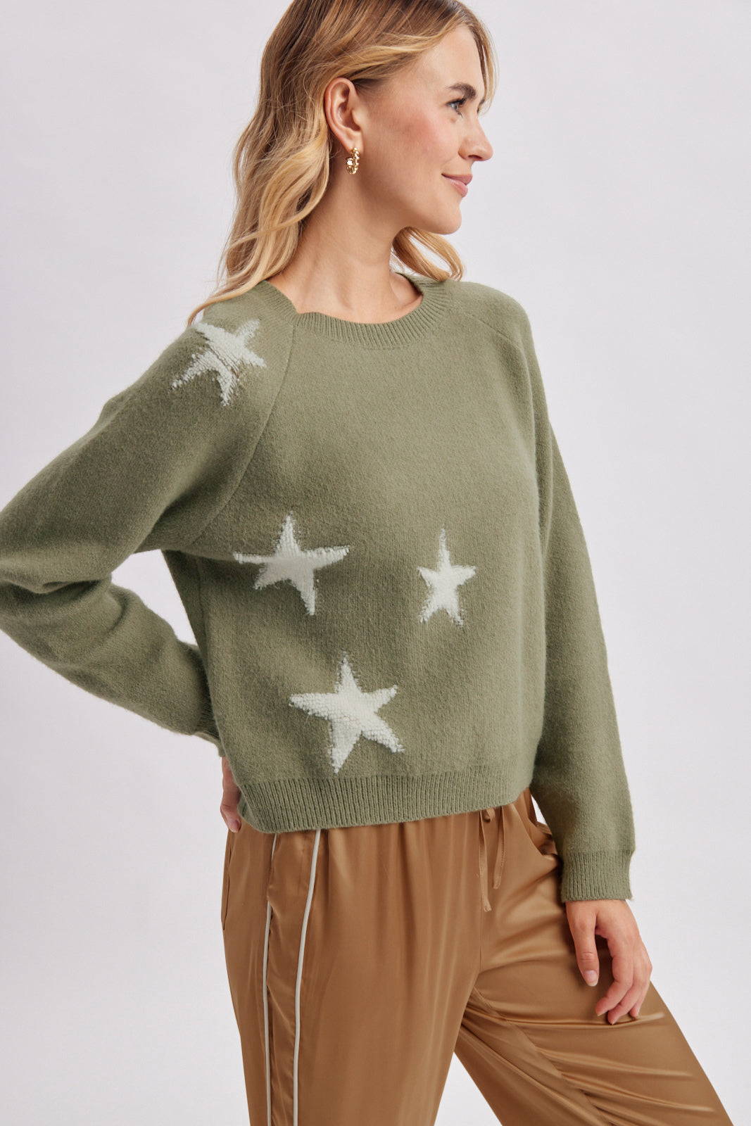 Starry Days Olive Knit Sweater