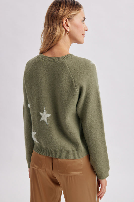 Starry Days Olive Knit Sweater