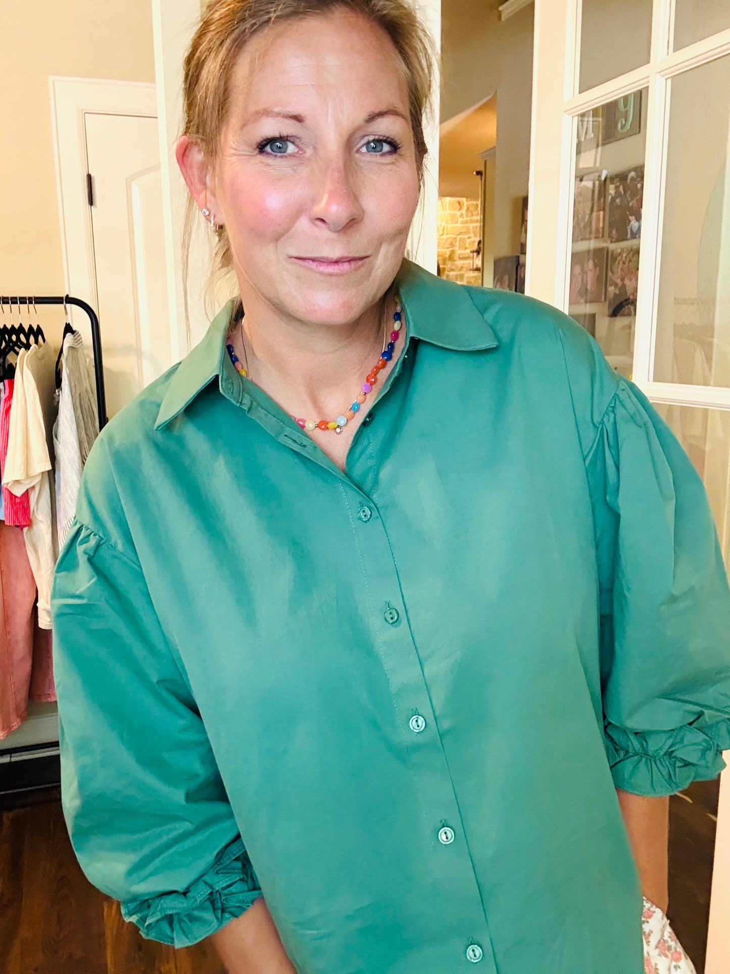 Emerald Elegance Button-Up