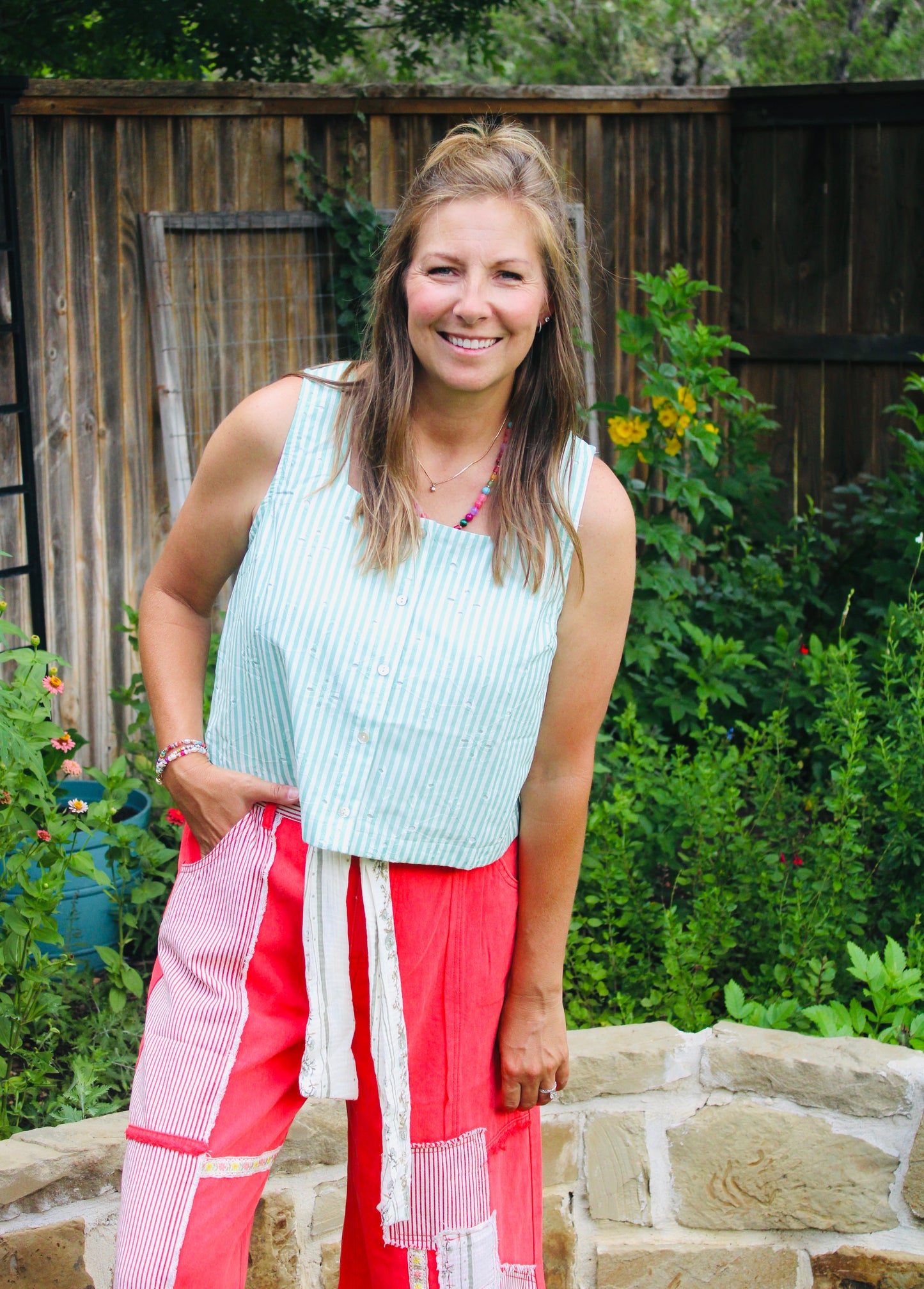 Sage Breeze Eyelet Tank
