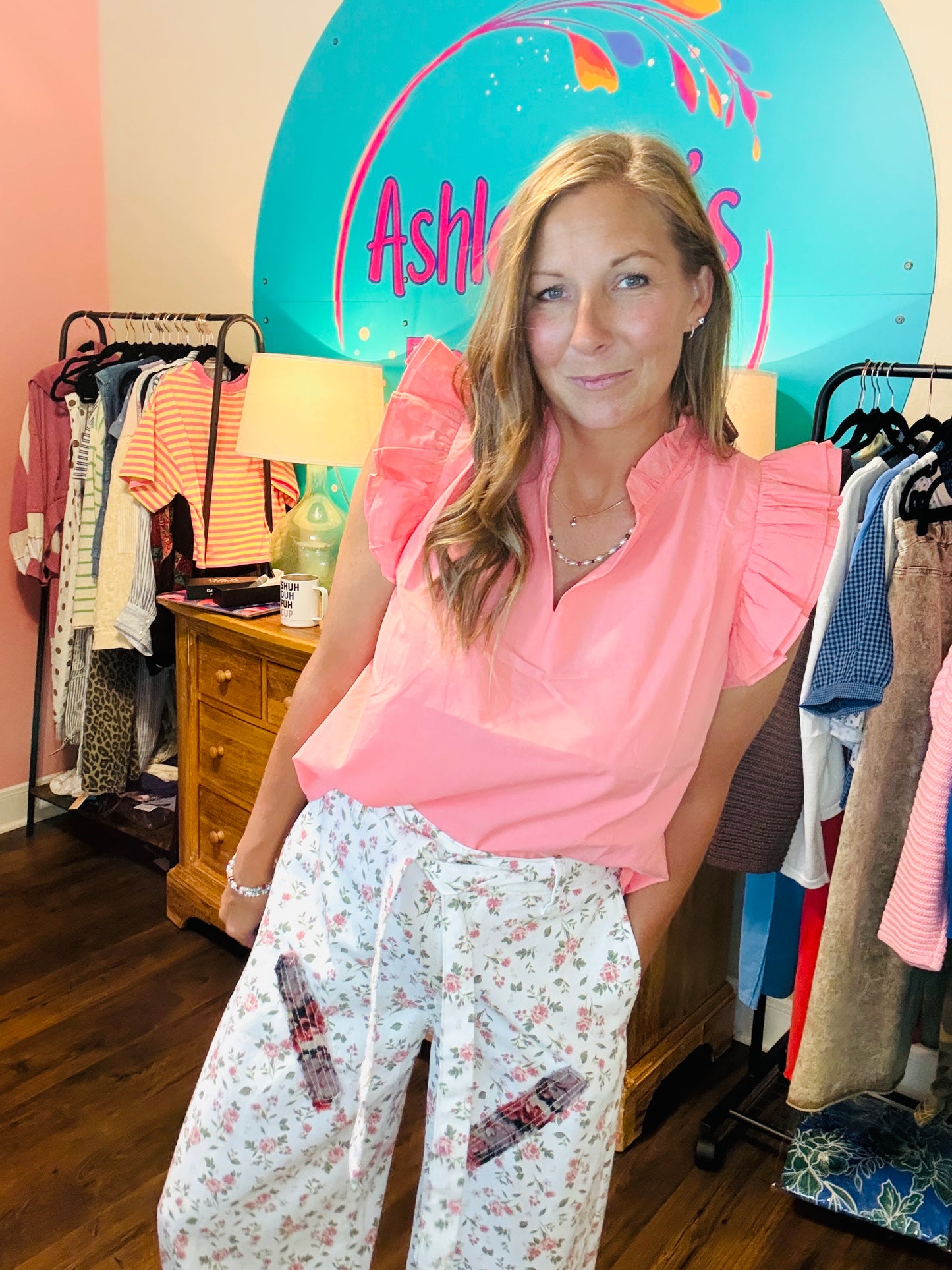 Rosy Outlook Ruffle Top