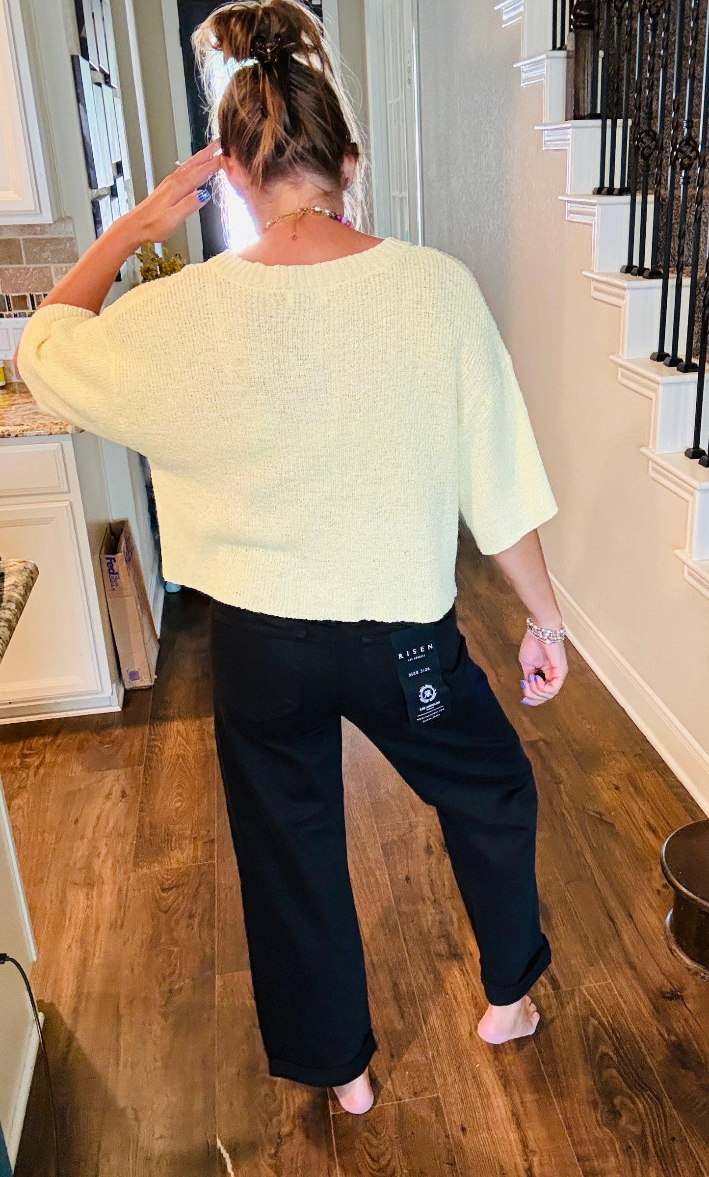Risen Cuffed Black Jeans