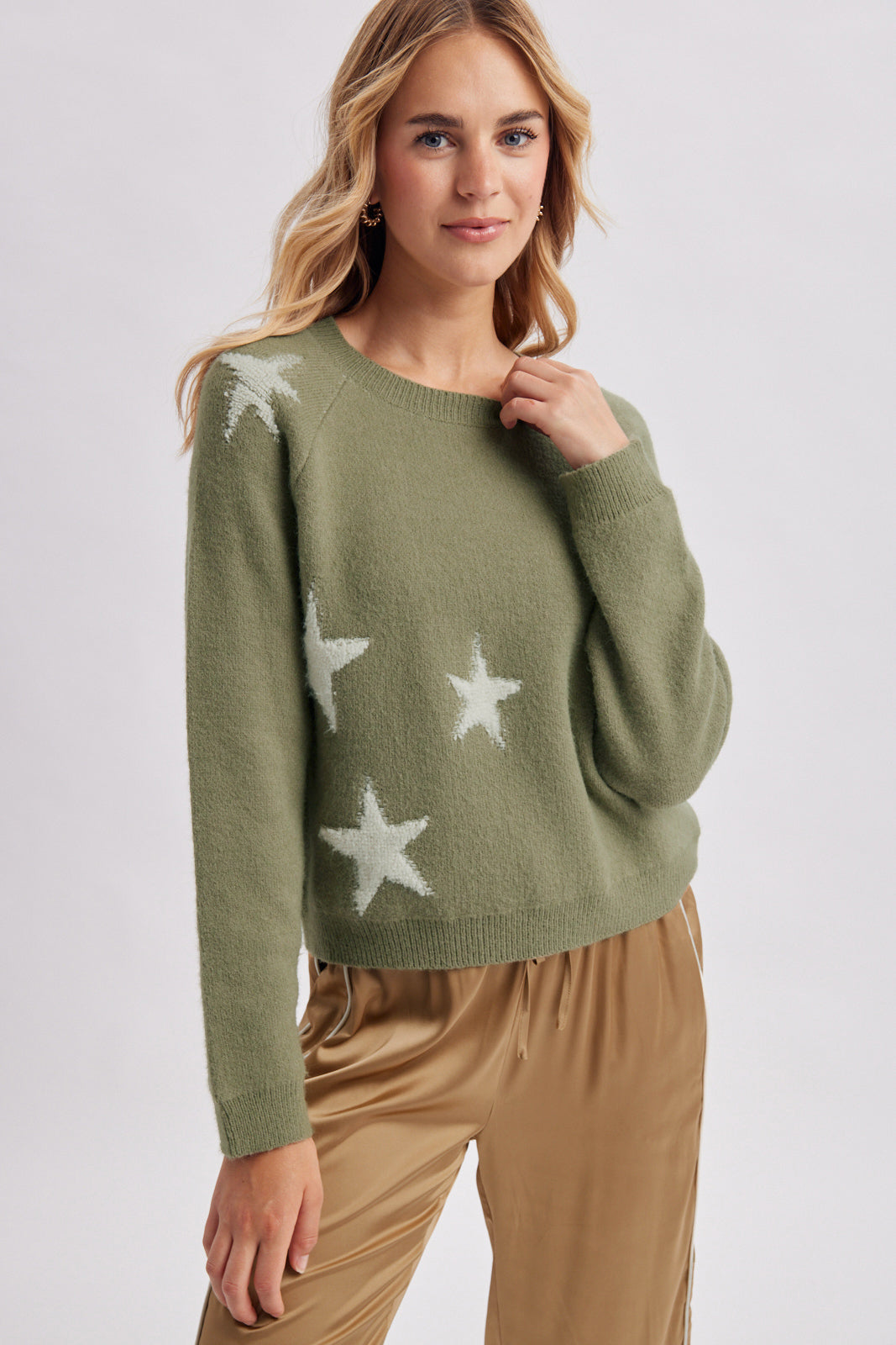 Starry Days Olive Knit Sweater