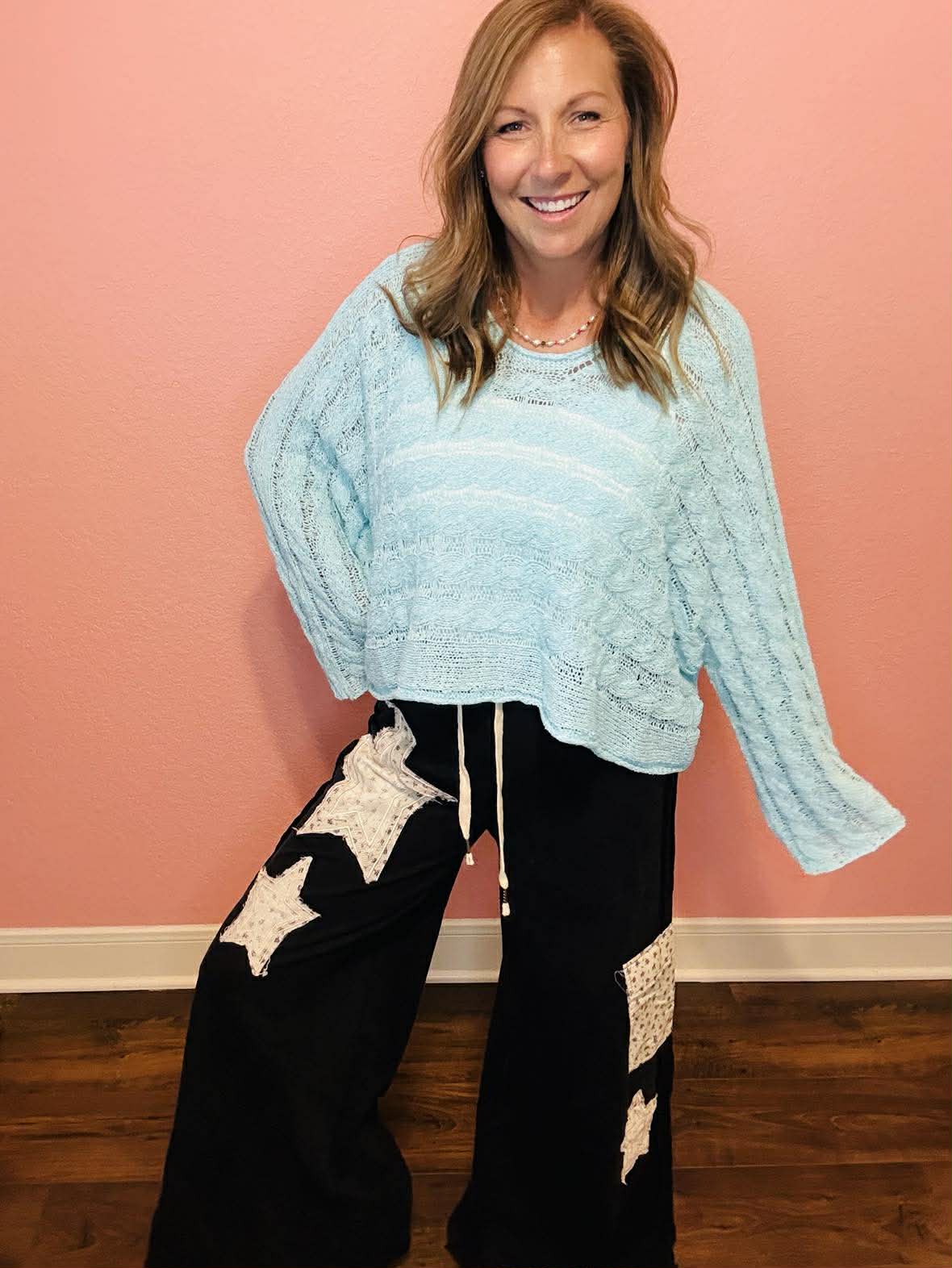 Chic & Sheer Knit Top - Teal