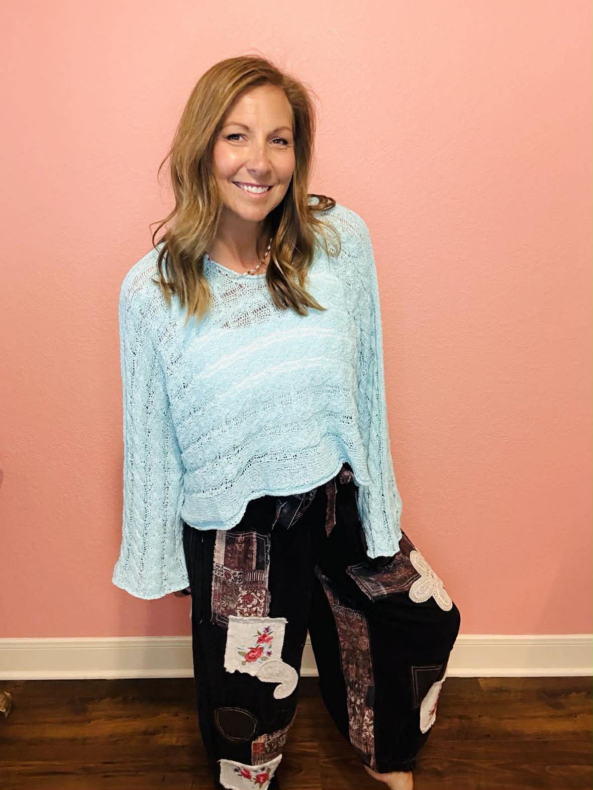 Chic & Sheer Knit Top - Teal
