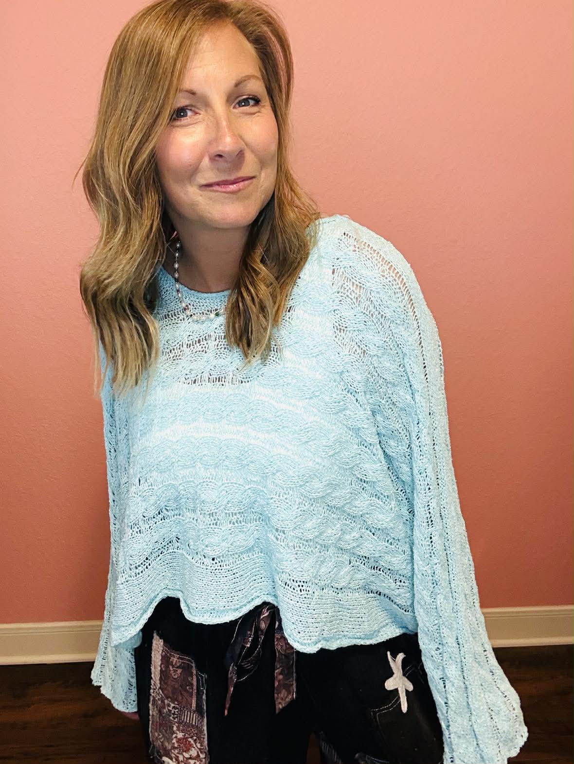 Chic & Sheer Knit Top - Teal
