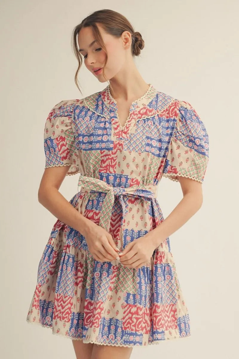 Patchwork Darling Mini Dress