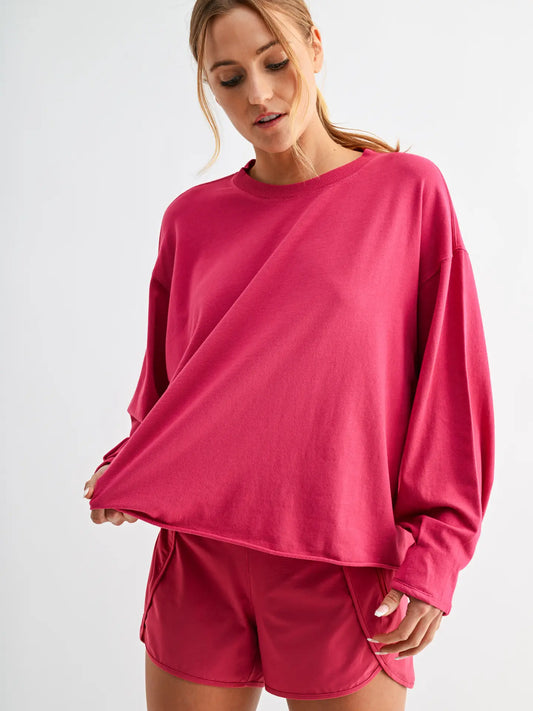 💕 All Day Pima Cotton Mineral Luxe Tee – Plum Pink