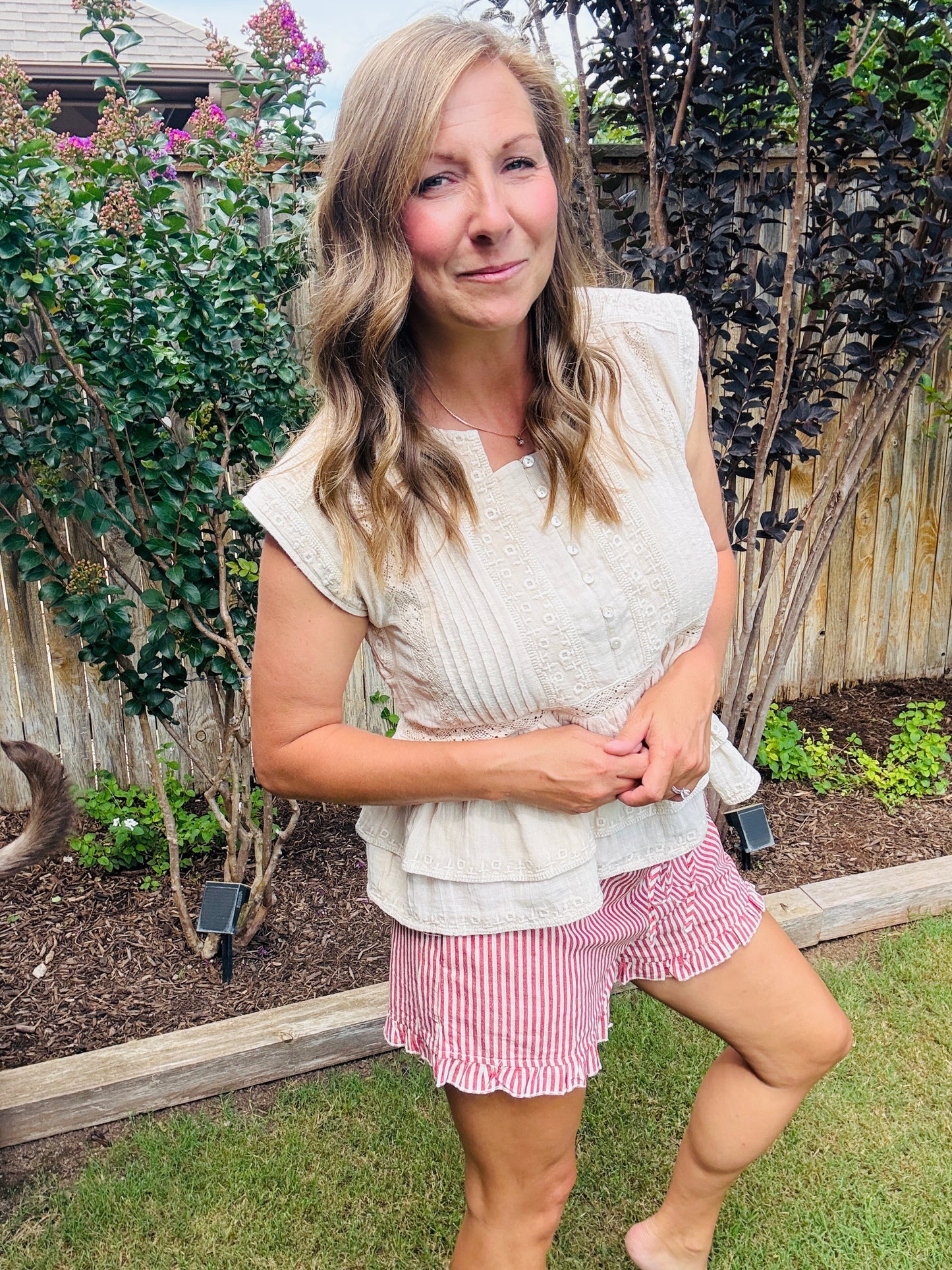 Ivory Meadow Peplum Top