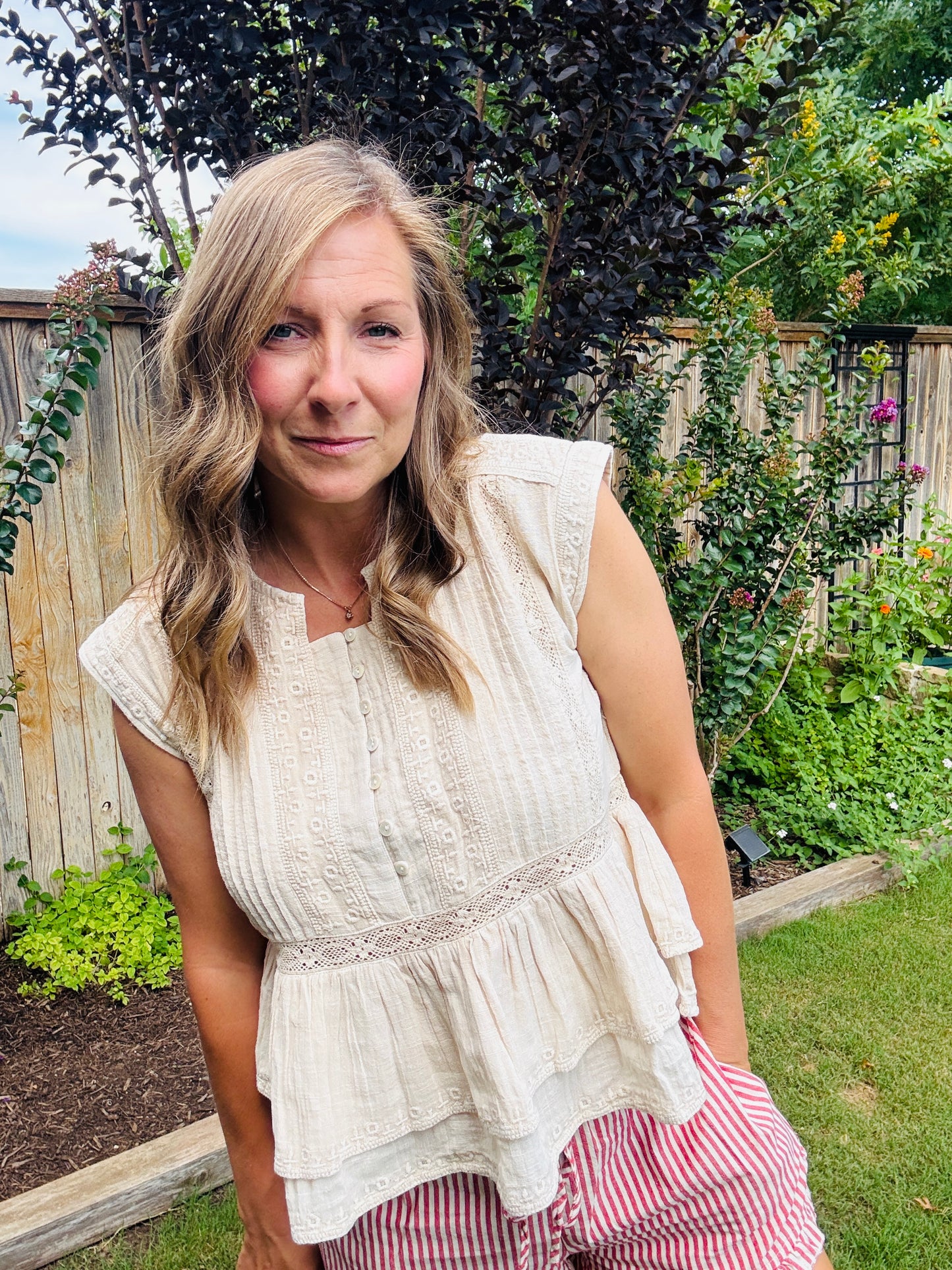 Ivory Meadow Peplum Top