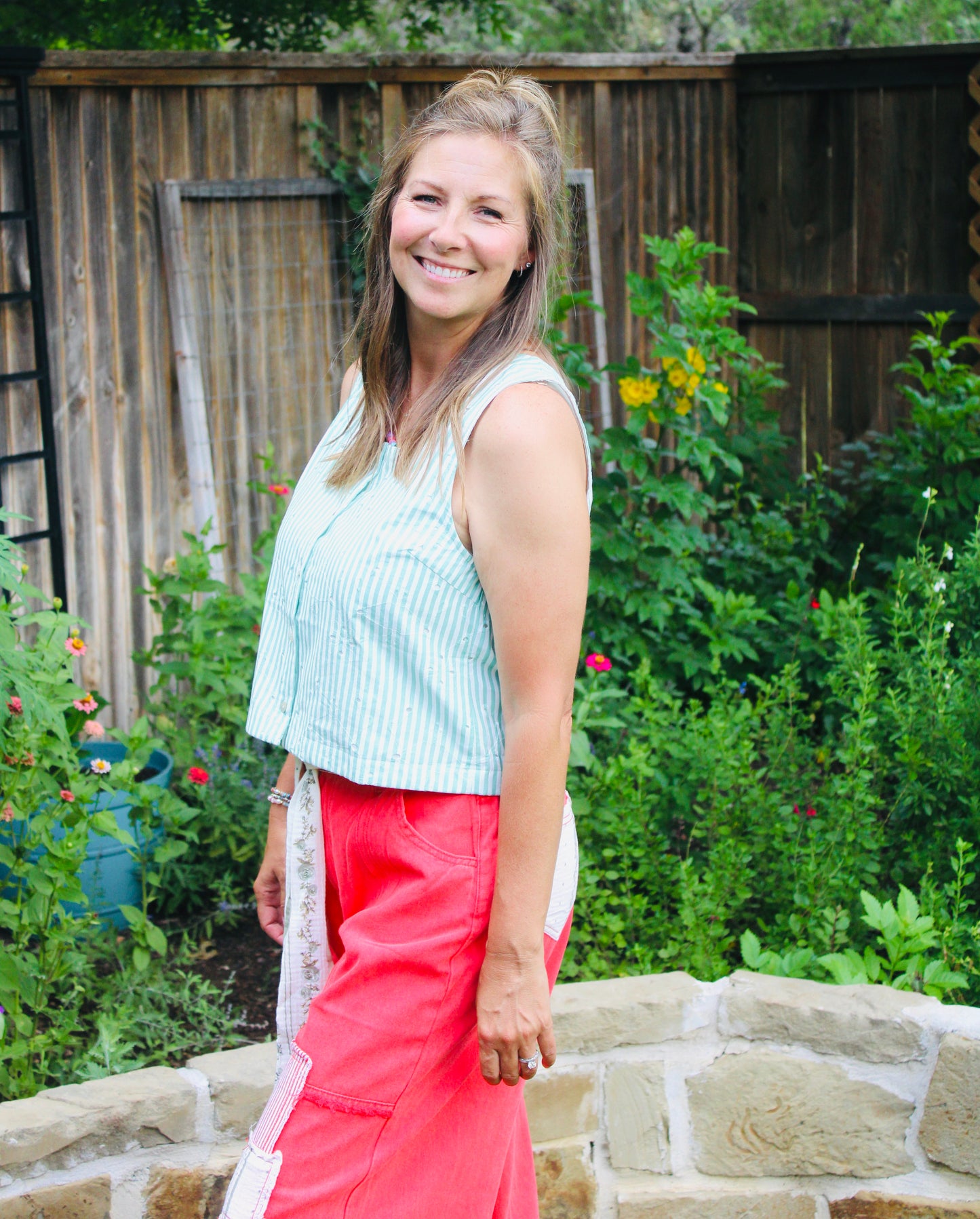 Sage Breeze Eyelet Tank