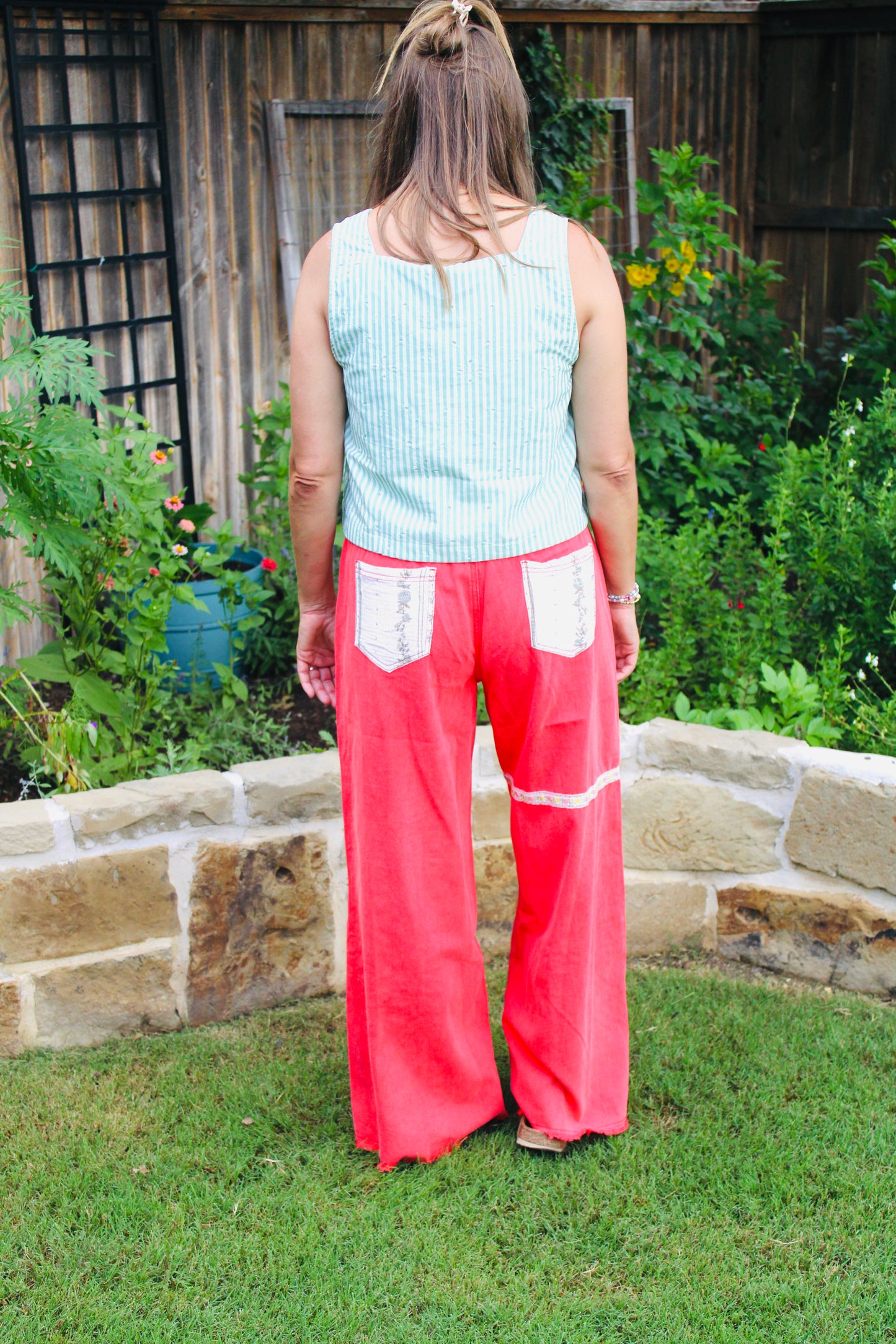 Coral Crush Patchwork Pants
