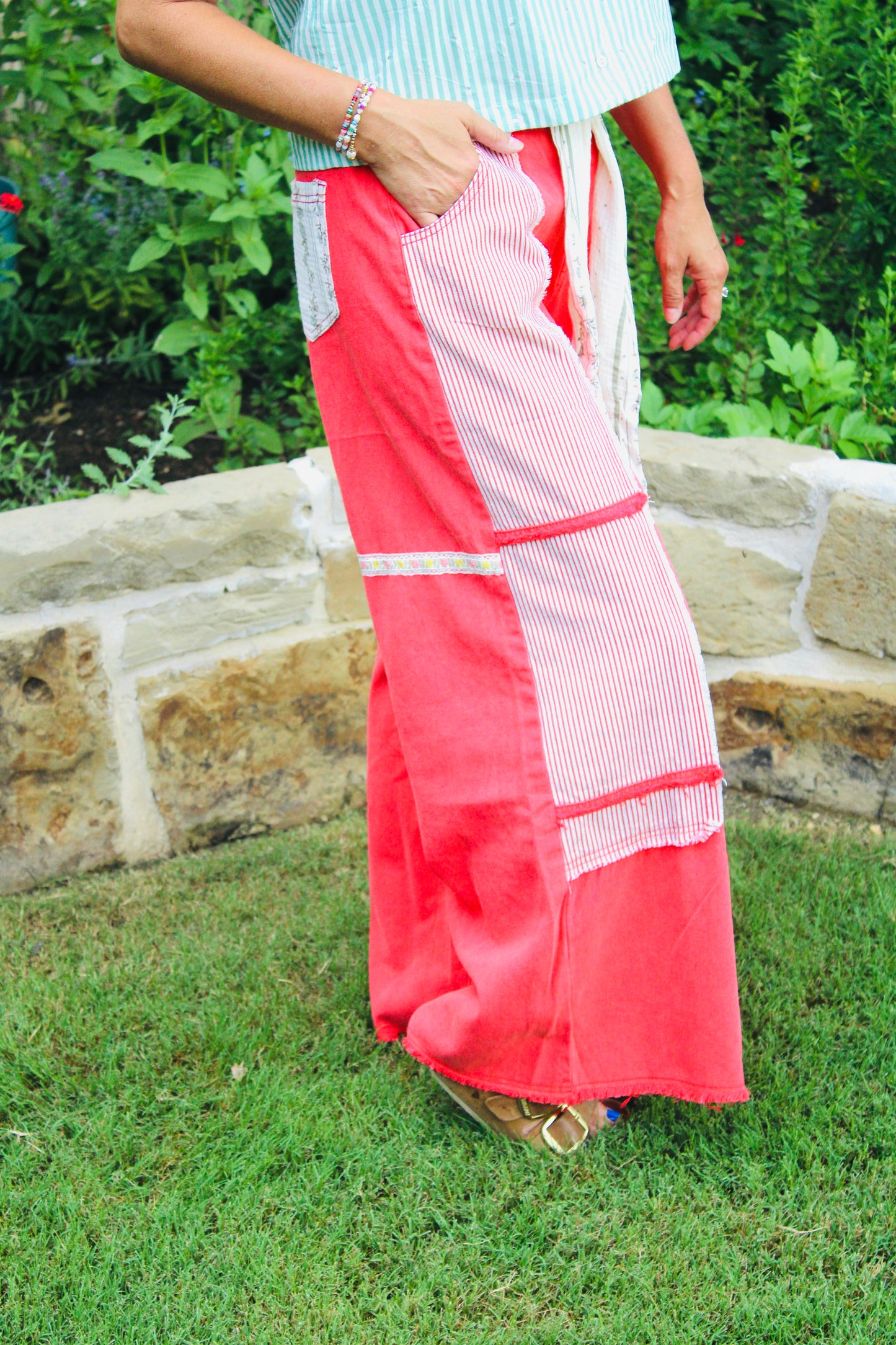 Coral Crush Patchwork Pants