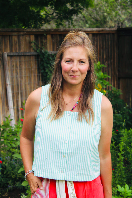Sage Breeze Eyelet Tank
