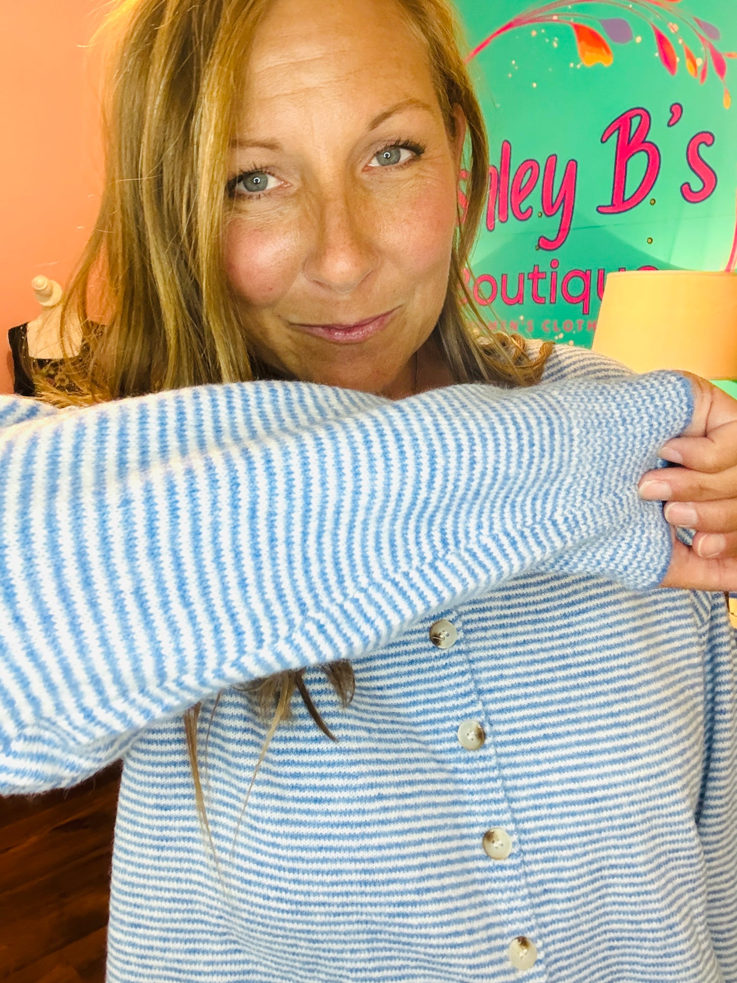 Coastal Calm Striped Button Top