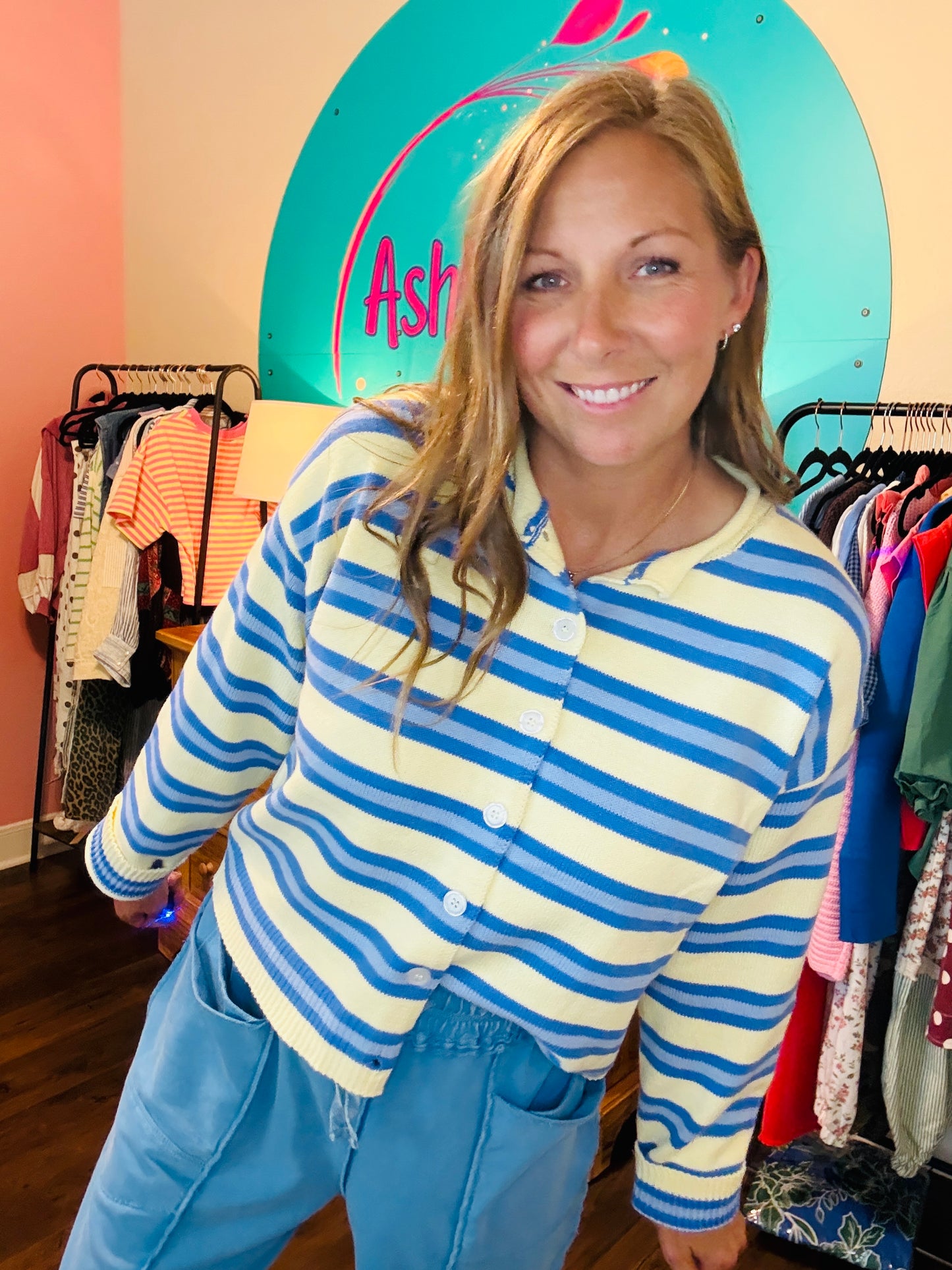 Sunny Coast Striped Collar Cardigan
