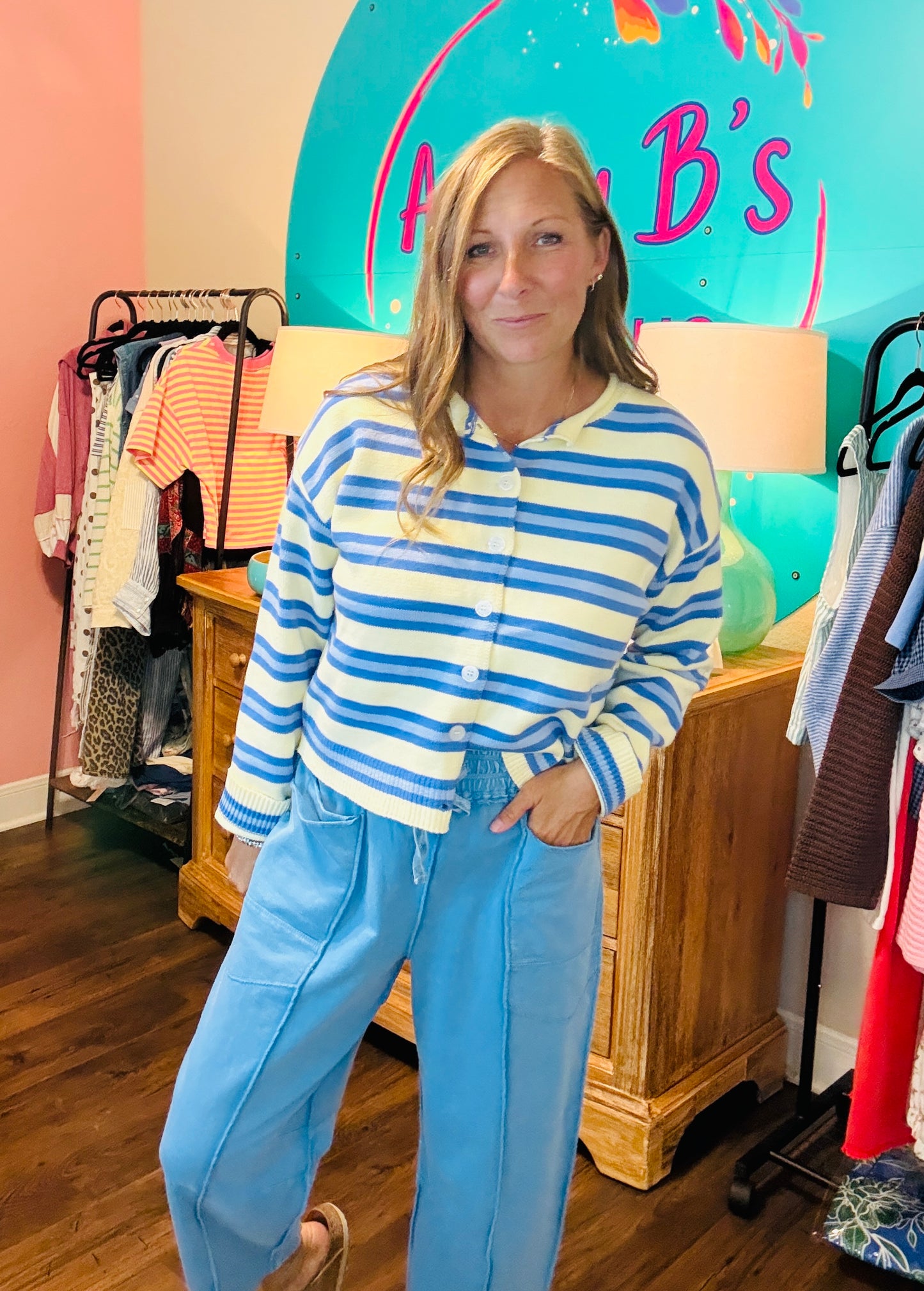 Sunny Coast Striped Collar Cardigan