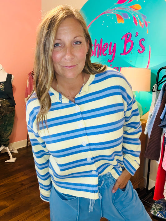 Sunny Coast Striped Collar Cardigan