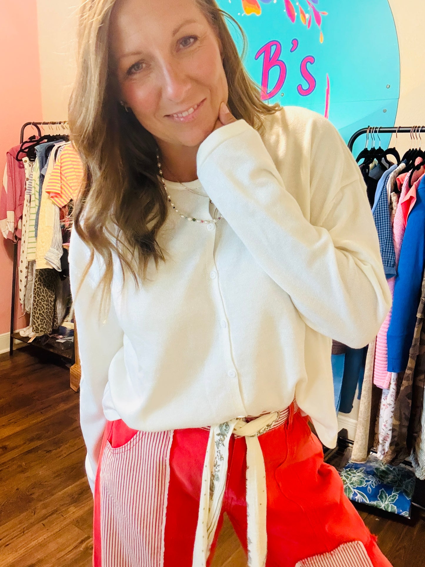 Effortless Ivory Button Top