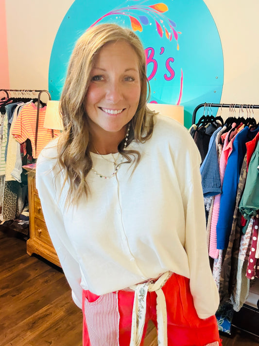 Effortless Ivory Button Top