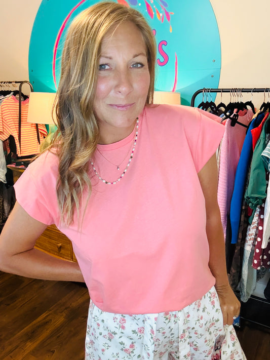 Pink Power Shoulder Tee