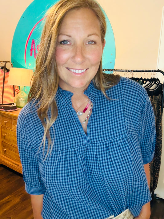 Blue Gingham Top