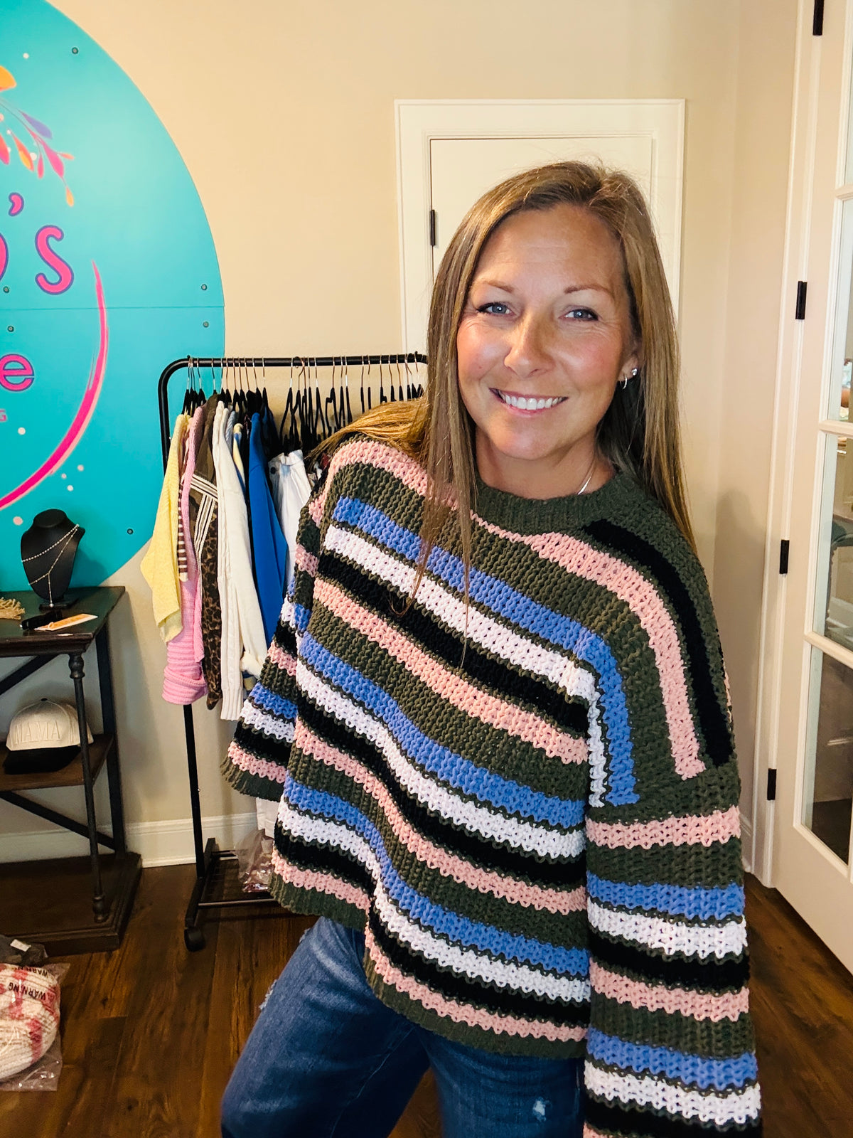 Olive Multi Striped Sweater