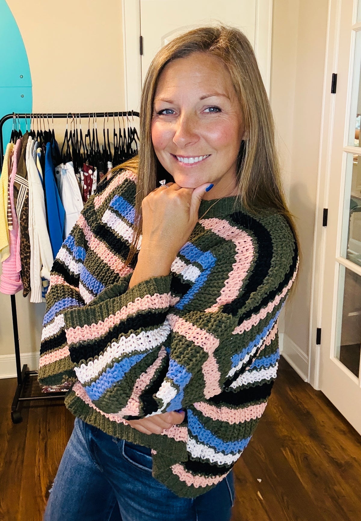 Olive Multi Striped Sweater