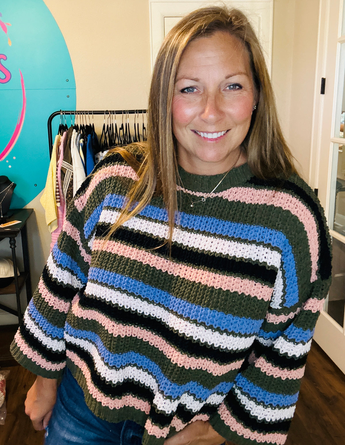 Olive Multi Striped Sweater