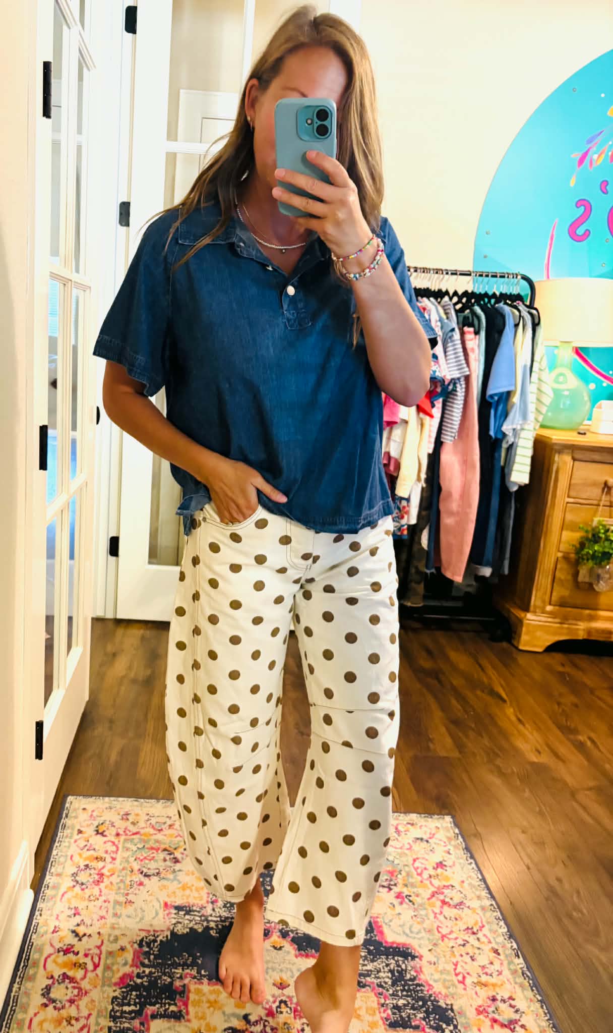 Mocha Latte Polka Dot Barrel Jeans