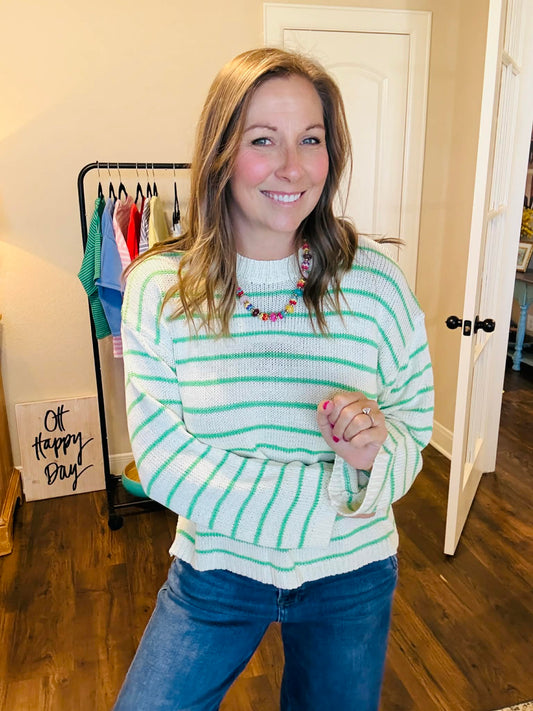Green Apple Striped Sweater