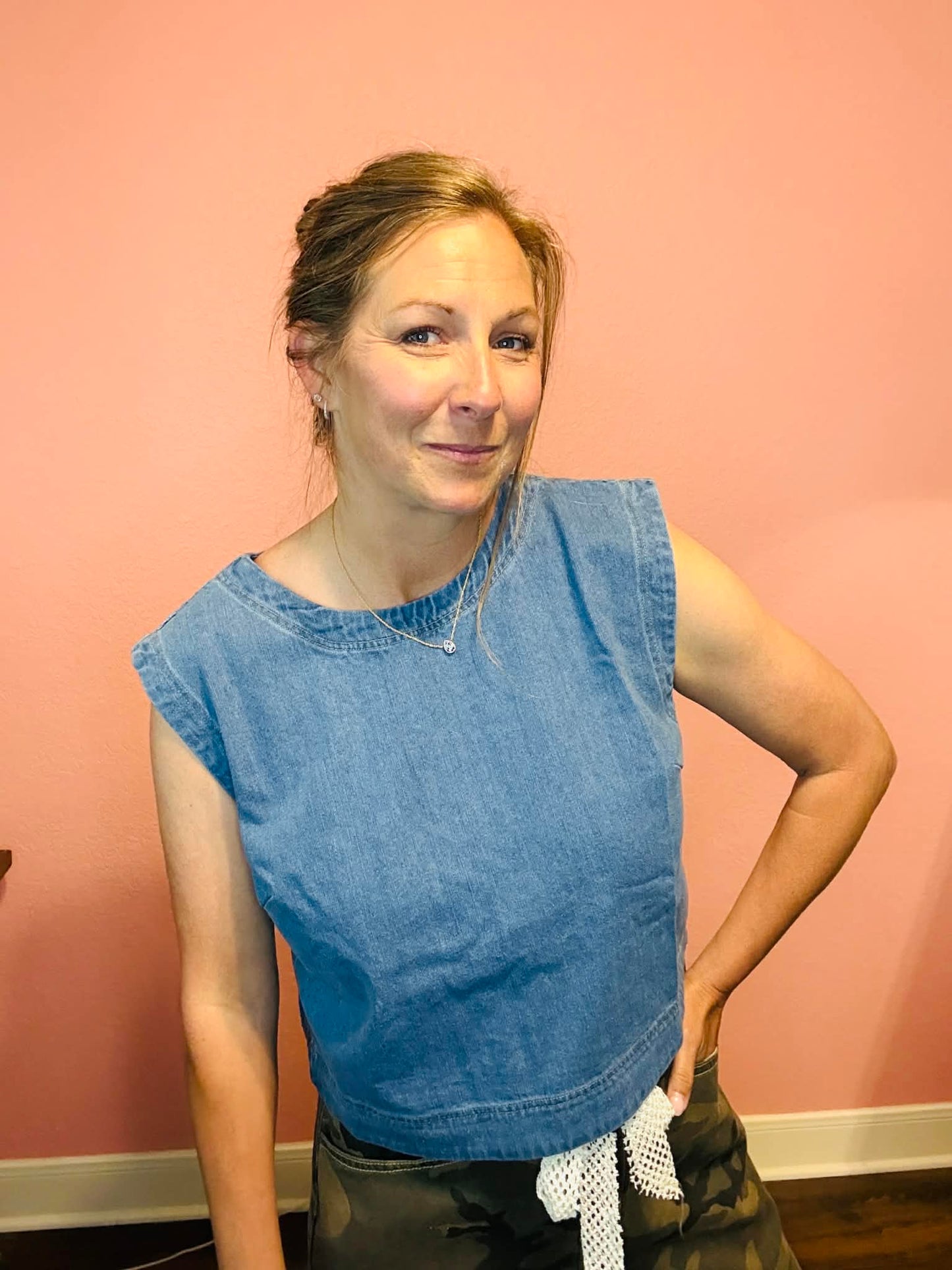 Easy Days Denim Crop Tank