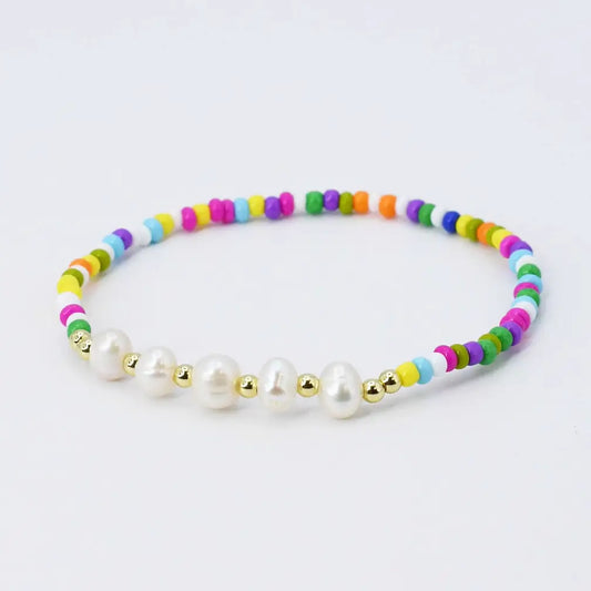 Joyful Heart Beaded Bracelet with Pearls