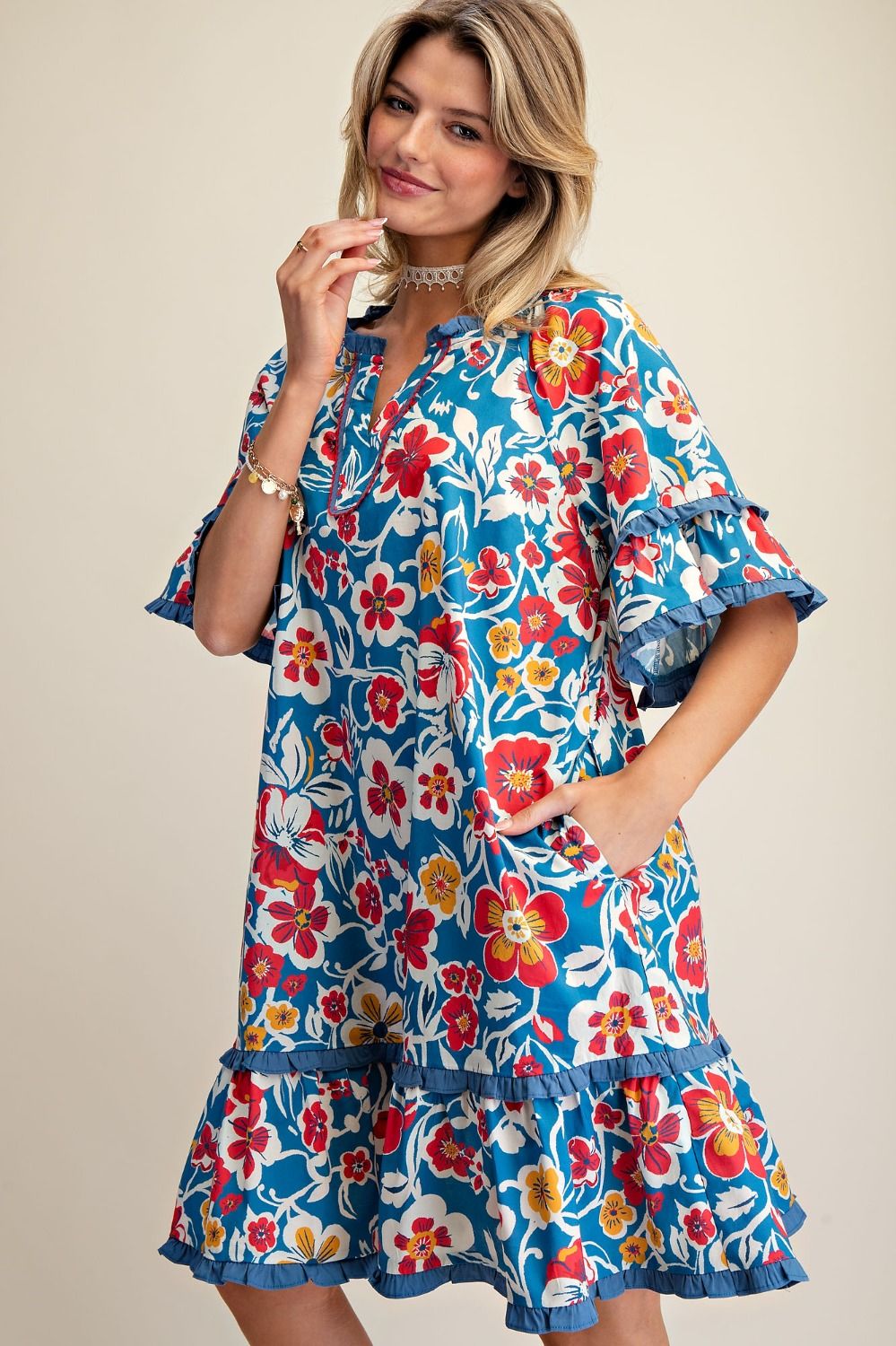 Bold Bloom Ruffle Dress