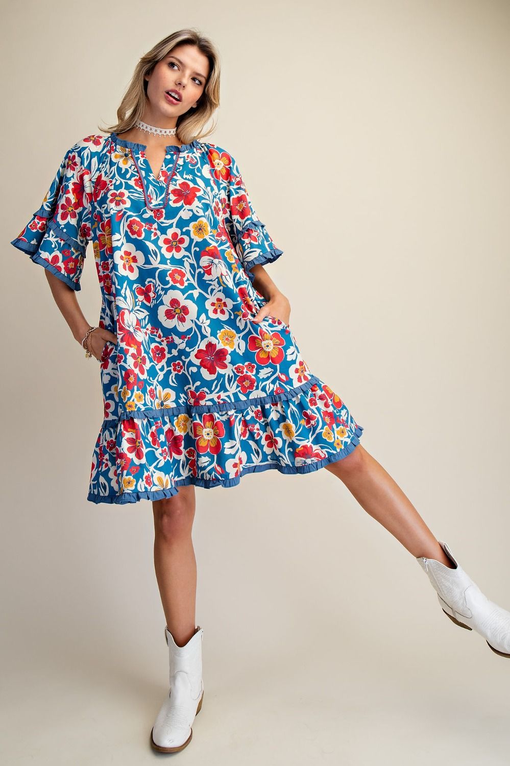 Bold Bloom Ruffle Dress