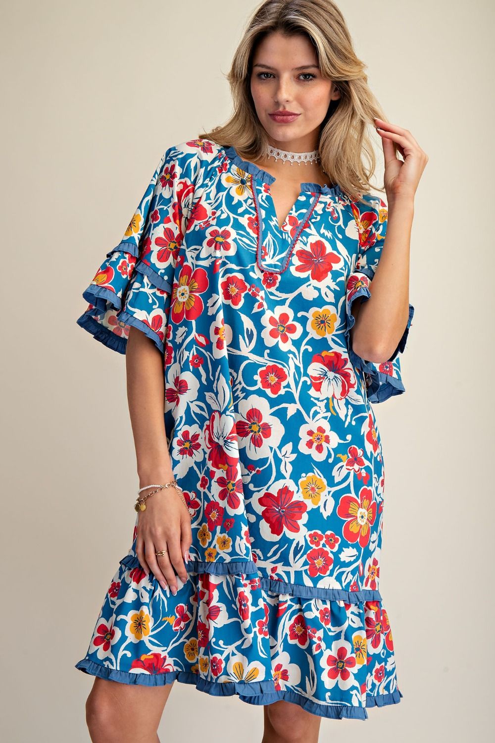 Bold Bloom Ruffle Dress