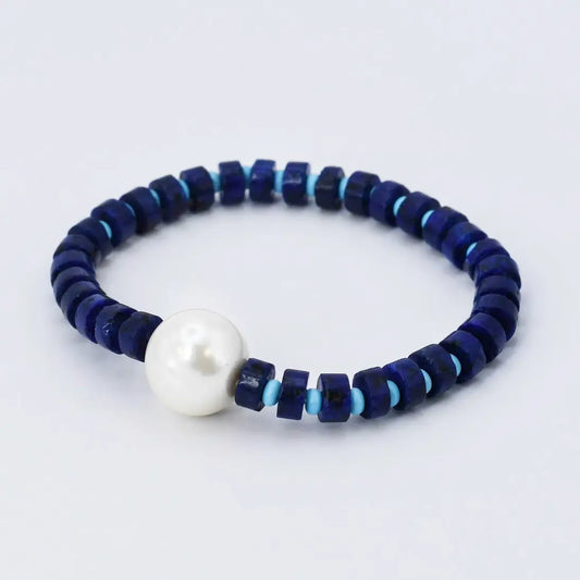 Lady in Blue Beaded Bracelet